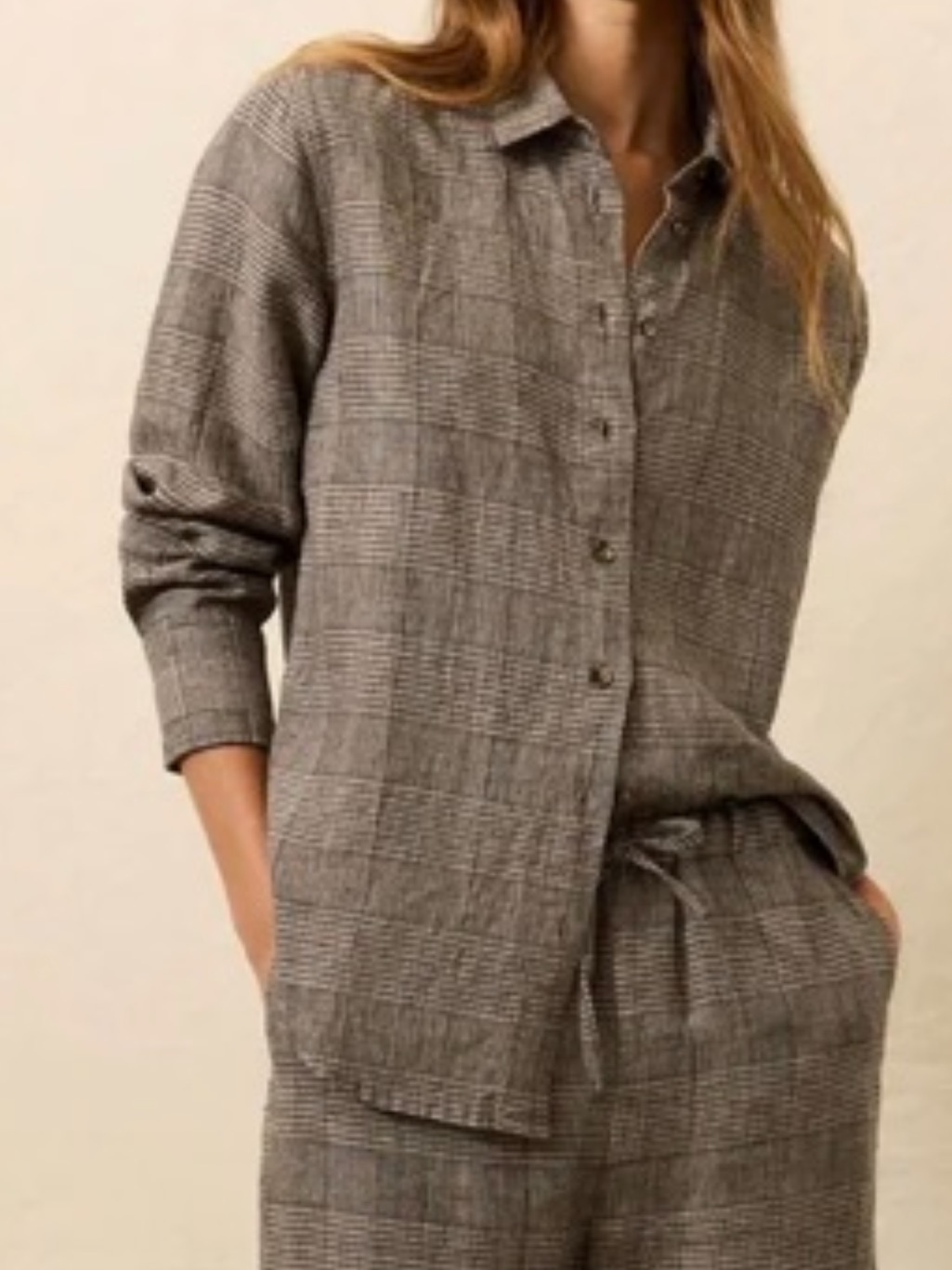 Faherty Women’s Laidback Linen Shirt Overlook Plaid Nwt